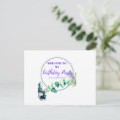 Welkom op mijn verjaardagsfeestje uitnodiging briefkaart (Staand voorkant)