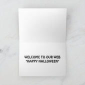 "WELKOM OP ONS WEB" ZEGT DE SPIN OP HALLOWEEN KAART (Binnen)