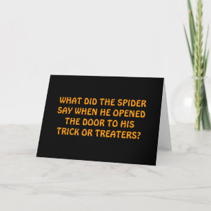 "WELKOM OP ONS WEB" ZEGT DE SPIN OP HALLOWEEN KAART