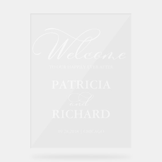 Welkom op onze Beginnende Bruiloft Welkomstbord Acryl Bord (Voorkant)