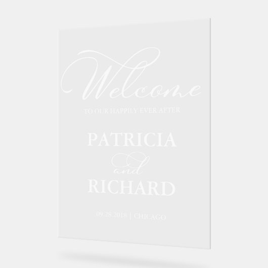 Welkom op onze Beginnende Bruiloft Welkomstbord Acryl Bord (Hoek)