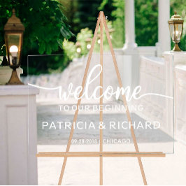 Welkom op onze Beginnende Bruiloft Welkomstbord Acryl Bord