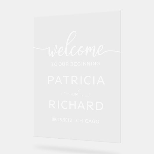 Welkom op onze Beginnende Bruiloft Welkomstbord Acryl Bord (Hoek)