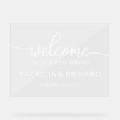 Welkom op onze Beginnende Bruiloft Welkomstbord Acryl Bord (Voorkant)