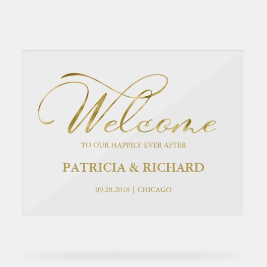 Welkom op onze Beginnende Bruiloft Welkomstbord Acryl Bord (Voorkant)