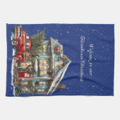 Welkom op onze boerderij Kerst Rode Truck Theedoek (Horizontaal)