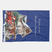 Welkom op onze boerderij Kerst Rode Truck Theedoek (Horizontaal)