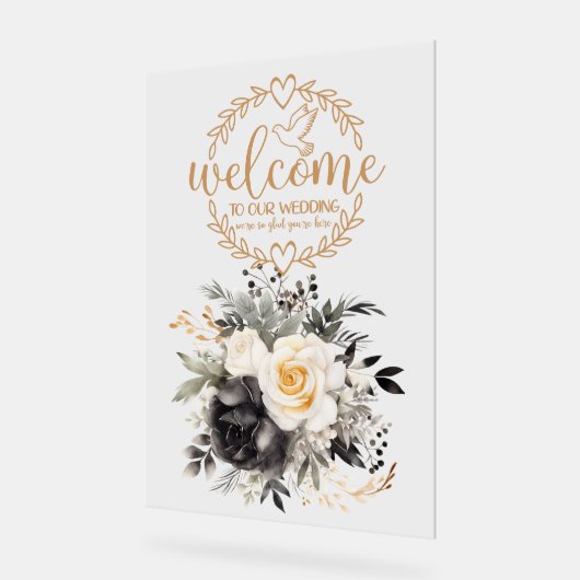 Welkom op onze bruiloft acryl teken acryl bord (Hoek)