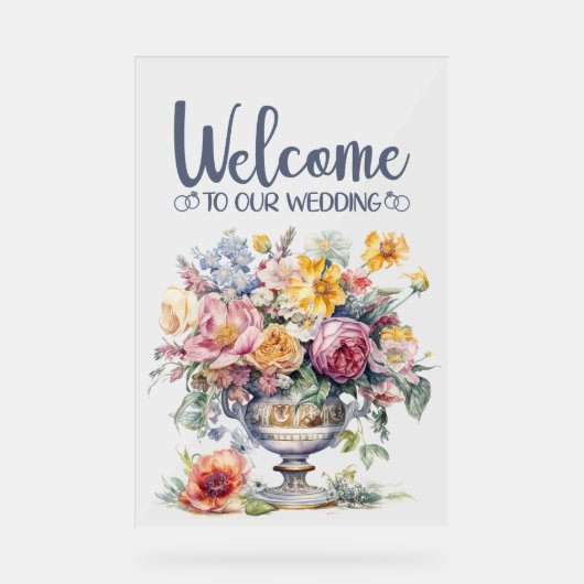 Welkom op onze bruiloft acryl teken bord (Voorkant)