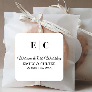 Welkom op onze bruiloft bestemming Welkom Vierkante Sticker