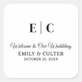 Welkom op onze bruiloft bestemming Welkom Vierkante Sticker (Voorkant)