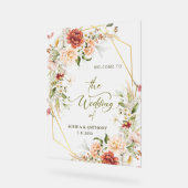 Welkom op onze bruiloft Bladerdak Goud Geometrisch Acryl Bord (Hoek)