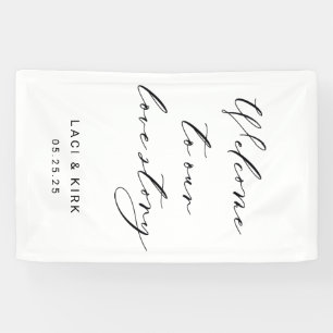 Welkom op onze bruiloft Elegant op maat gemaakt Spandoek