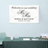 Welkom op onze bruiloft elegante Mr en Mrs script Spandoek (Beurs)