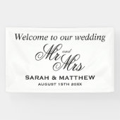 Welkom op onze bruiloft elegante Mr en Mrs script Spandoek (Horizontaal)