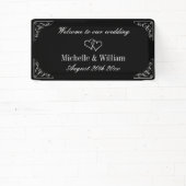 Welkom op onze bruiloft elegante zwart-wit spandoek (Insitu)