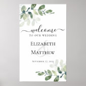 Welkom op onze bruiloft Eucalyptus Wedding Sign Poster (Voorkant)