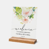 Welkom op onze bruiloft Floral Acryl Bord (Hoek)