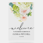 Welkom op onze bruiloft Floral Acryl Bord (Voorkant)