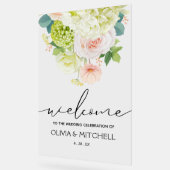 Welkom op onze bruiloft Floral Acryl Bord (Hoek)