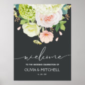 Welkom op onze bruiloft Floral Poster (Voorkant)