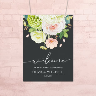 Welkom op onze bruiloft Floral Poster
