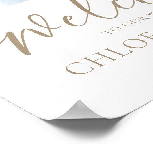 Welkom op onze bruiloft gouden kalligrafie poster (Hoek)