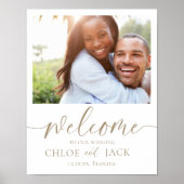 Welkom op onze bruiloft gouden kalligrafie poster (Voorkant)