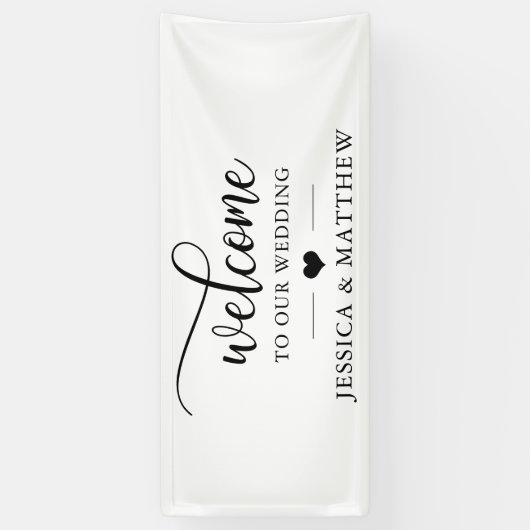 Welkom op onze bruiloft hart WELKOM Spandoek (Verticaal)