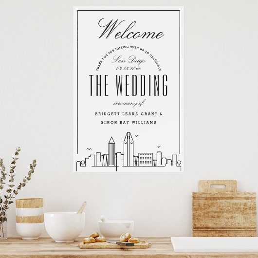 Welkom op onze bruiloft in San Diego! Poster (Keuken)