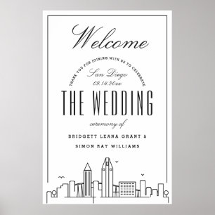 Welkom op onze bruiloft in San Diego! Poster
