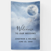 Welkom op onze bruiloft magische zwanen spandoek (Verticaal)