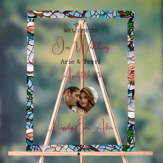 Welkom op onze bruiloft | Mozaïek Tegel en glas Acryl Bord (Neutraal)