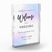 Welkom op onze bruiloft pastel Lila Waterverf Fotoblokken (Links)