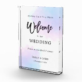 Welkom op onze bruiloft pastel Lila Waterverf Fotoblokken (Rechts)