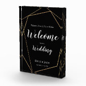 Welkom op onze bruiloft tekst/goud geometrische zw fotoblokken (Rechts)