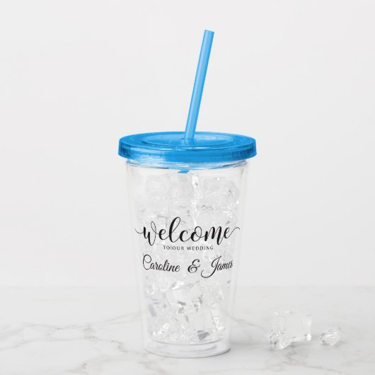 Welkom op onze bruiloft Voeg naam toe Acryl Drinkbeker (Achterkant ijs)