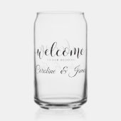 Welkom op onze bruiloft Voeg naam toe Blikvorm Glas (Achterkant)