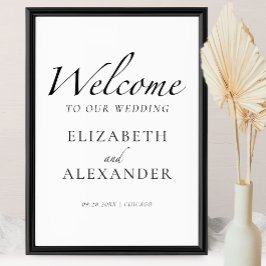 Welkom op onze bruiloft Zwart & Wit Welkomstbord Poster