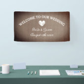 Welkom op onze burlap thema bruiloft banner teken (Beurs)