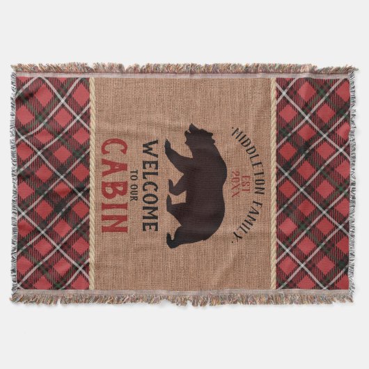 Welkom op onze Cabin in a Burlap and Pset Deken (Voorkant)