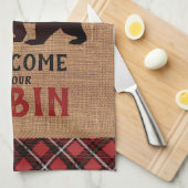 Welkom op onze Cabin in a Burlap and Pset Theedoek (Quarter Fold)