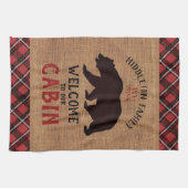 Welkom op onze Cabin in a Burlap and Pset Theedoek (Horizontaal)