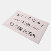 "Welkom op onze Dorm" Aangepaste namen en Room# Do Deurmat (Schuin)