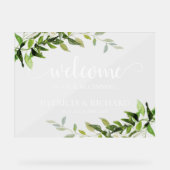 Welkom op onze eerste groene bruiloft acryl bord (Voorkant)