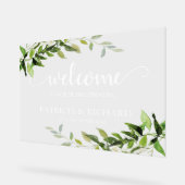 Welkom op onze eerste groene bruiloft acryl bord (Hoek)