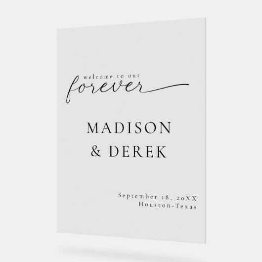 "WELKOM OP ONZE EEUWIGE" bruiloft Acryl Bord (Hoek)