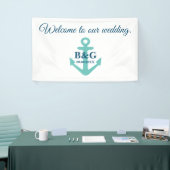 Welkom op onze elegante nautische thema bruiloft spandoek (Beurs)