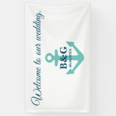 Welkom op onze elegante nautische thema bruiloft spandoek (Verticaal)