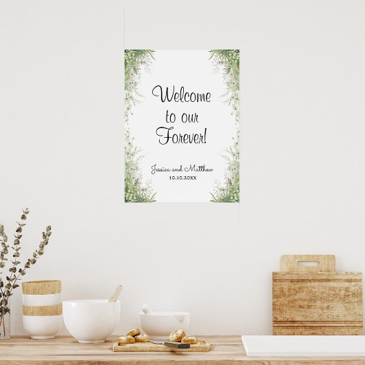 Welkom op onze Forever Dusty Sage bruiloft Poster (Keuken)